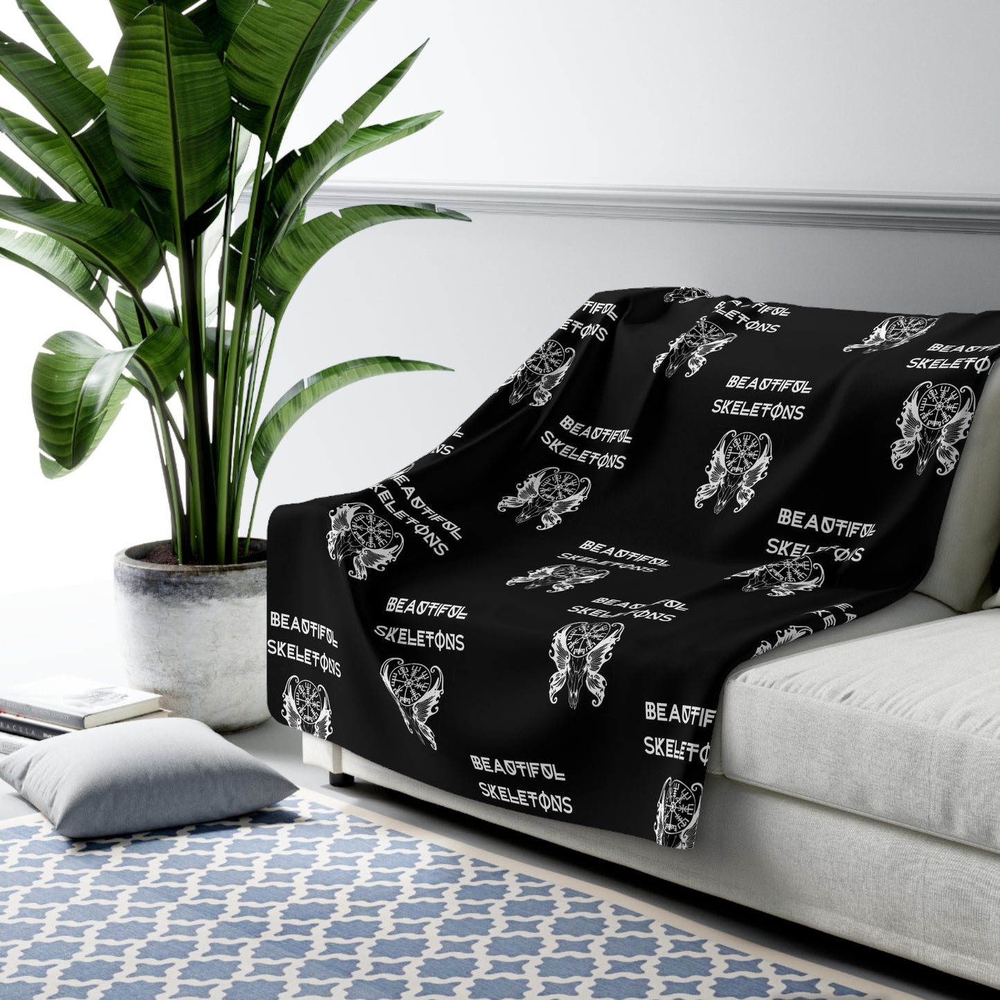 White logo Sherpa Fleece Blanket