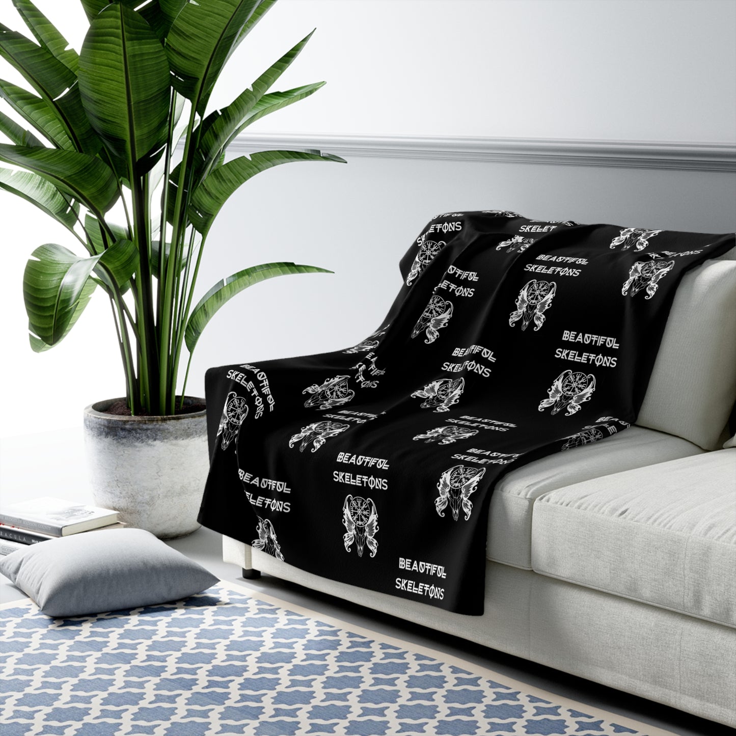 White logo Sherpa Fleece Blanket